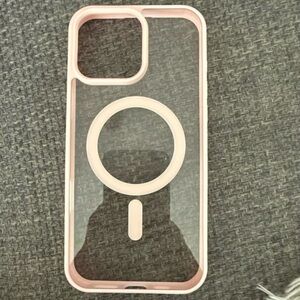 Pink iPhone Case with Built-in Ring Holder and Clear Design